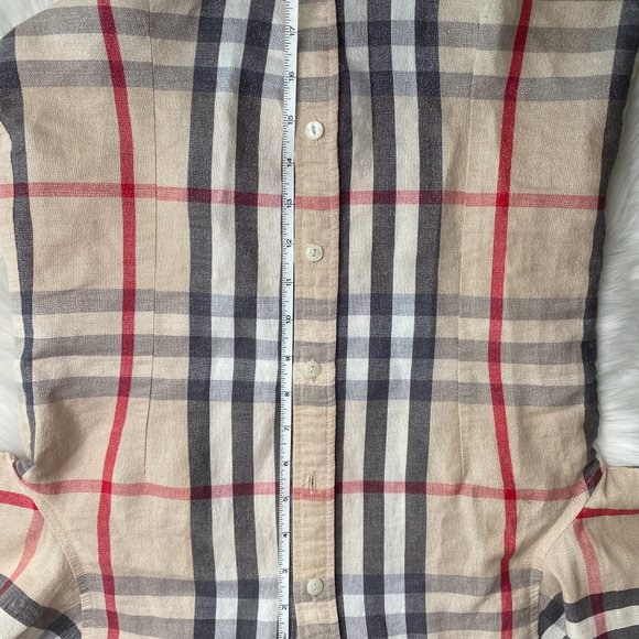 Burberry Brit Checked Metallic Thread Button Up Top - Picture 10 of 10